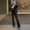 Trendy & Unique Vintage Hooded Zip Up Long Sleeve Velvet Flared Jumpsuit - Black What's New 2 Trendy & Unique Vintage Hooded Zip Up Long Sleeve Velvet Flared Jumpsuit - Black What's New