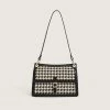 Trendy & Unique What's New Vintage Houndstooth Print Buckled Flap Front Shoulder Bag - Black