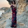 Trendy & Unique Vintage Print Cowl Neck Cold Shoulder Vacation Maxi Dress - Red What's New 2 Trendy & Unique Vintage Print Cowl Neck Cold Shoulder Vacation Maxi Dress - Red What's New