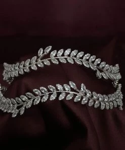 Trendy & Unique Vintage Rhinestone Leaf Motif Embellished Layered Headband - Silver What's New