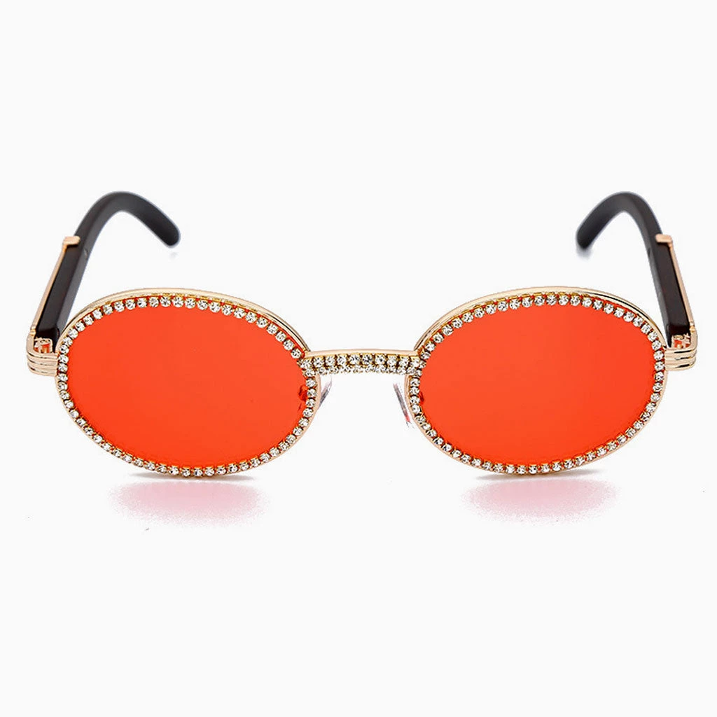 Trendy & Unique Vintage Rhinestone Trimmed Frame Oval Shape Sunglasses - Orange Accessories 4 Trendy & Unique Vintage Rhinestone Trimmed Frame Oval Shape Sunglasses - Orange Accessories