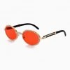Trendy & Unique Vintage Rhinestone Trimmed Frame Oval Shape Sunglasses - Orange Accessories