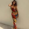 Trendy & Unique Vintage Stripe Print Ruched V Neck Slip Maxi Dress - Multicolor What's New 1 Trendy & Unique Vintage Stripe Print Ruched V Neck Slip Maxi Dress - Multicolor What's New