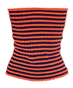 Trendy & Unique Vintage Striped Strapless Twist Front Cut Out Crop Knit Top - Blue 11 Trendy & Unique Vintage Striped Strapless Twist Front Cut Out Crop Knit Top - Blue