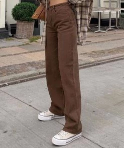 Trendy & Unique Vintage Style '90s High Waist Straight Leg Jeans - Chocolate What's New