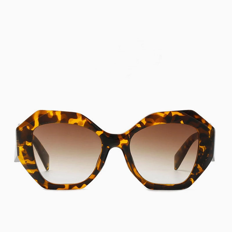 Trendy & Unique Vintage Style Bold Chunky Frame Hexagon Sunglasses - Brown 5 Trendy & Unique Vintage Style Bold Chunky Frame Hexagon Sunglasses - Brown
