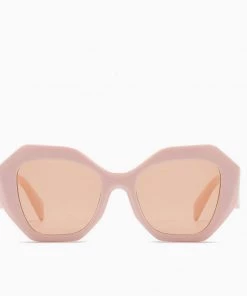 Trendy & Unique What's New Vintage Style Bold Chunky Frame Hexagon Sunglasses - Pink