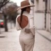 Trendy & Unique What's New Unique Tie Back High Neck Long Sleeve Backless Sweater - White