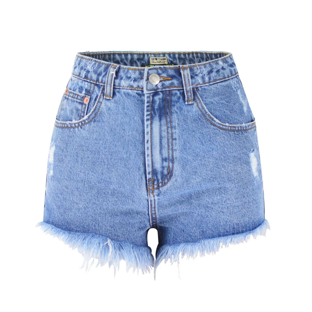 Trendy & Unique What's New Vintage Style High Waist Faded Frayed Denim Shorts - Blue 5 Trendy & Unique What's New Vintage Style High Waist Faded Frayed Denim Shorts - Blue