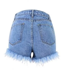 Trendy & Unique What's New Vintage Style High Waist Faded Frayed Denim Shorts - Blue 9 Trendy & Unique What's New Vintage Style High Waist Faded Frayed Denim Shorts - Blue