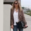 Trendy & Unique What's New Vintage Style Hoodstooth Printed Double Breasted Blazer - Dark Khaki