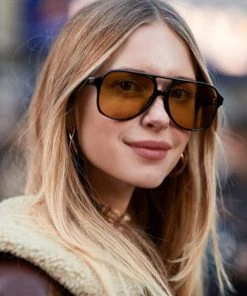 Trendy & Unique Vintage Style It Girl Bold Frame Aviator Sunglasses - Coffee What's New