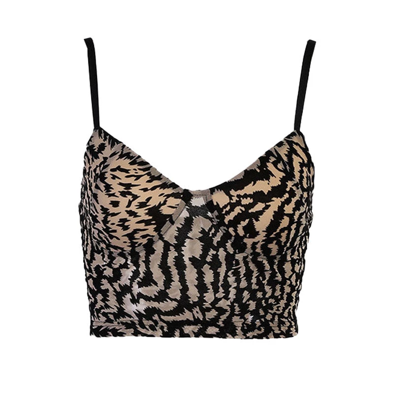Trendy & Unique Vintage Style Leopard Printed V Neck Bustier Crop Tank Top - Coffee 4 Trendy & Unique Vintage Style Leopard Printed V Neck Bustier Crop Tank Top - Coffee