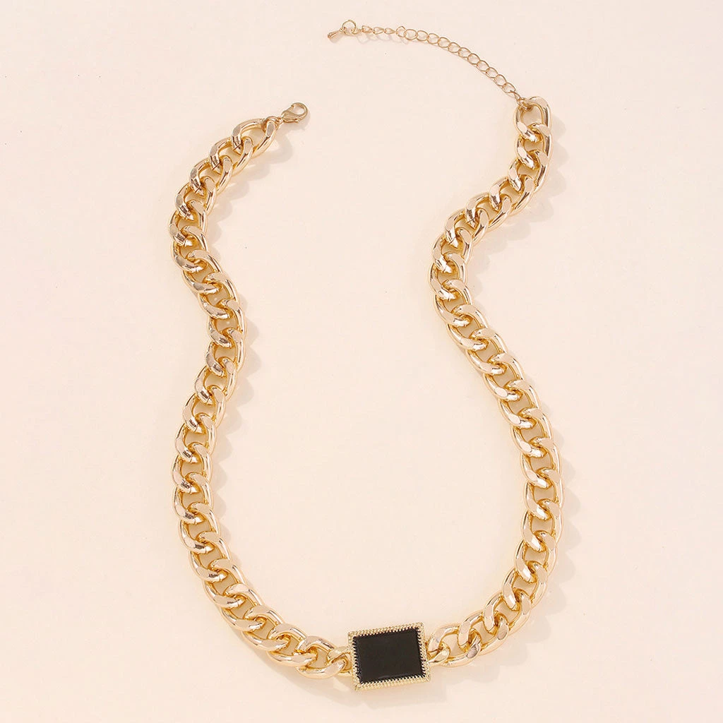 Trendy & Unique Vintage Style Onyx Helio Charm Chunky Chain Choker Necklace - Gold Jewelry 4 Trendy & Unique Vintage Style Onyx Helio Charm Chunky Chain Choker Necklace - Gold Jewelry