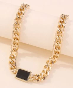 Trendy & Unique Vintage Style Onyx Helio Charm Chunky Chain Choker Necklace - Gold Jewelry 7 Trendy & Unique Vintage Style Onyx Helio Charm Chunky Chain Choker Necklace - Gold Jewelry