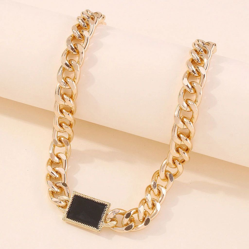 Trendy & Unique Vintage Style Onyx Helio Charm Chunky Chain Choker Necklace - Gold Jewelry 5 Trendy & Unique Vintage Style Onyx Helio Charm Chunky Chain Choker Necklace - Gold Jewelry