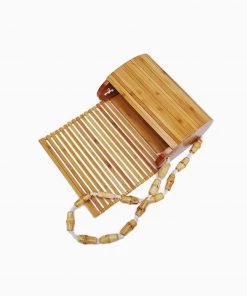 Trendy & Unique The Holiday Wooden Block Flap Crossbody Bamboo Bag - Natural 12 Trendy & Unique The Holiday Wooden Block Flap Crossbody Bamboo Bag - Natural