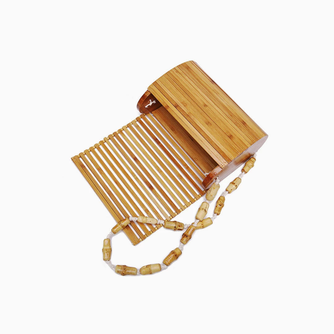 Trendy & Unique The Holiday Wooden Block Flap Crossbody Bamboo Bag - Natural 6 Trendy & Unique The Holiday Wooden Block Flap Crossbody Bamboo Bag - Natural