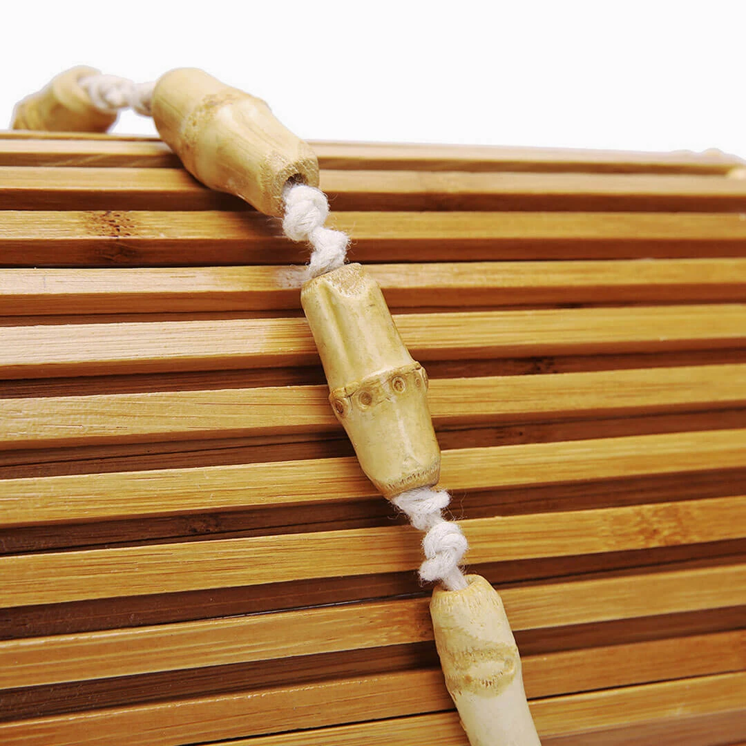 Trendy & Unique The Holiday Wooden Block Flap Crossbody Bamboo Bag - Natural 7 Trendy & Unique The Holiday Wooden Block Flap Crossbody Bamboo Bag - Natural